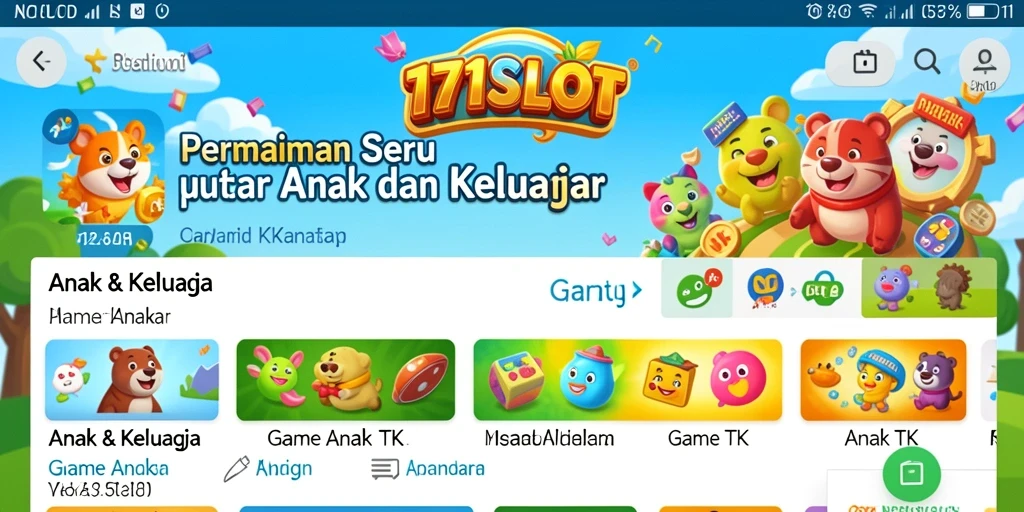 Antarmuka menyenangkan dari permainan edukatif 171SLOT untuk anak-anak.