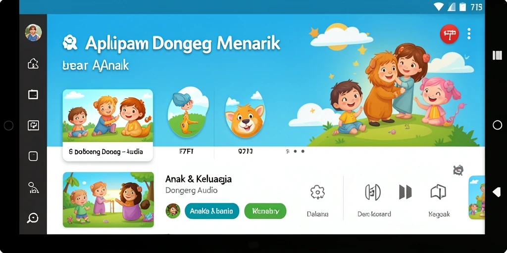 Antarmuka F7F7 yang menarik dengan pilihan dongeng audio.