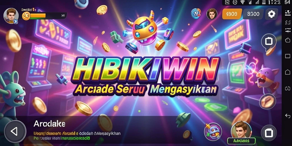 Antarmuka HIBIKIWIN dengan grafis menawan dan tampilan permainan arcade.