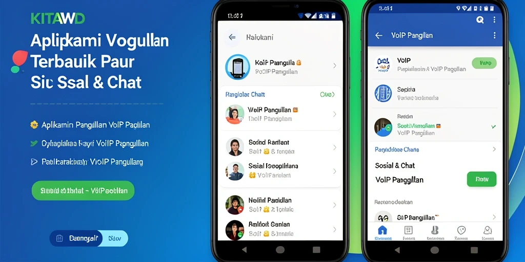 Antarmuka pengguna utama KITAWD dengan fitur VoIP Panggilan dan Chat.