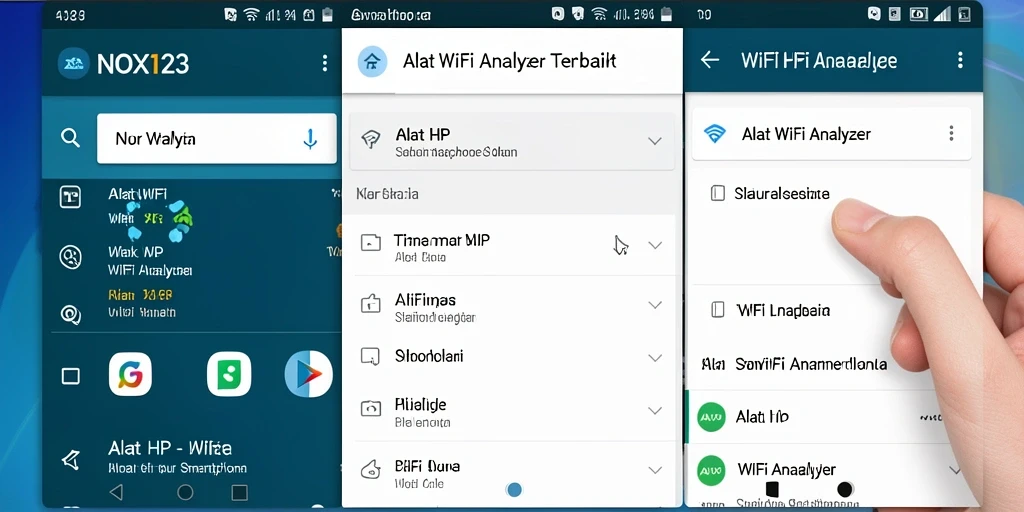Antarmuka NOX123 menampilkan kekuatan sinyal WiFi dan informasi jaringan.